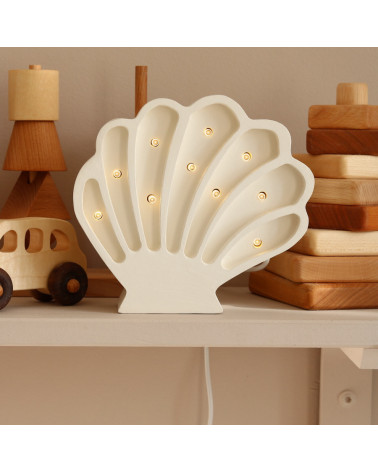 Lampe veilleuse en bois coquillage mini - pearl white little lights