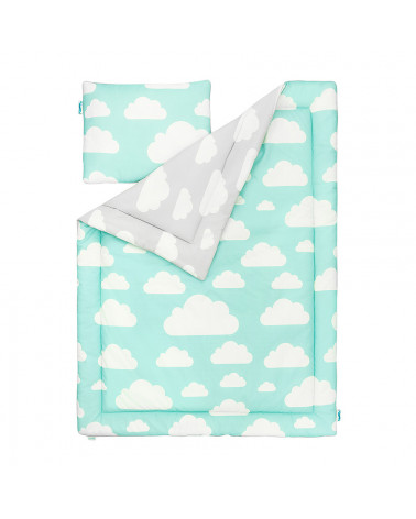 parure de lit nuages gris et menthe prête à dormir