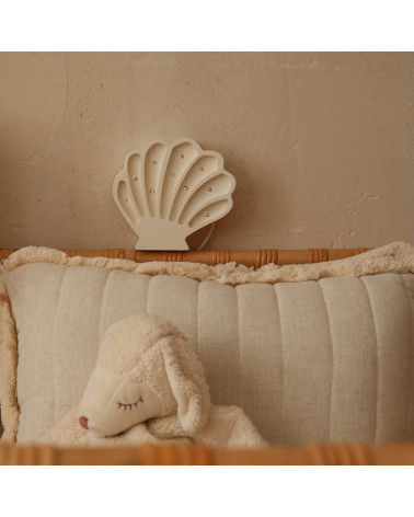 Lampe veilleuse en bois coquillage mini - pearl white little lights