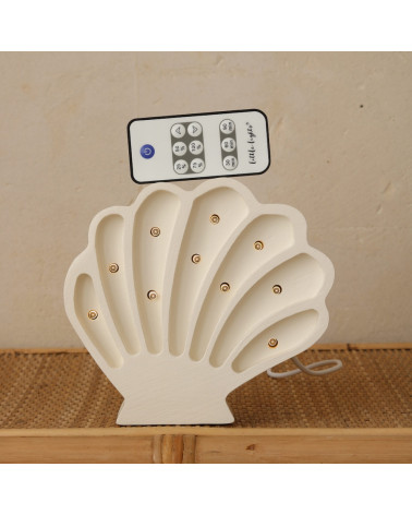 Lampe veilleuse en bois coquillage mini - pearl white little lights