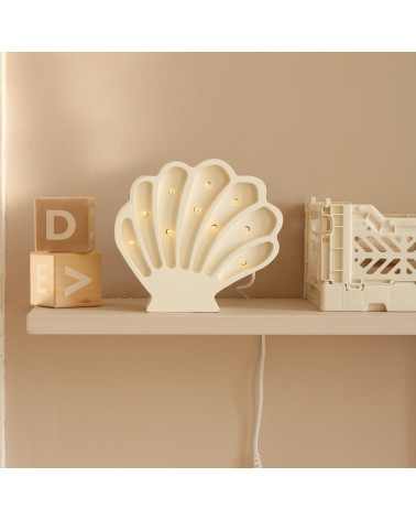 Lampe veilleuse en bois coquillage mini - pearl white little lights