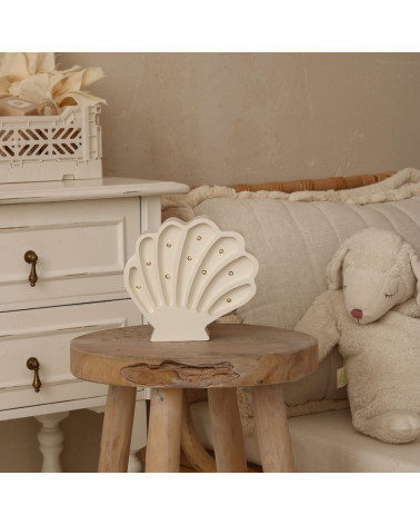 Lampe veilleuse en bois coquillage mini - pearl white little lights