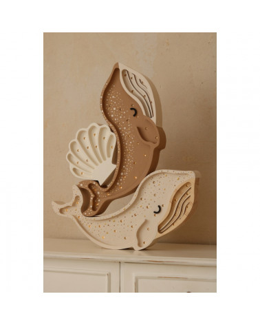 Lampe veilleuse en bois coquillage mini - pearl white little lights