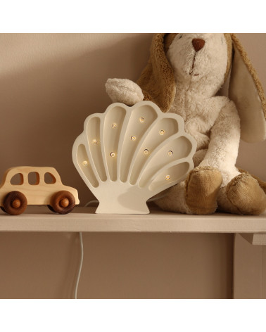 Lampe veilleuse en bois coquillage mini - pearl white little lights