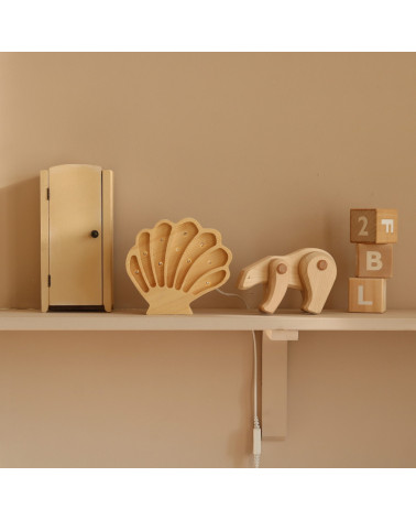Lampe veilleuse en bois coquillage mini - bois naturel little lights
