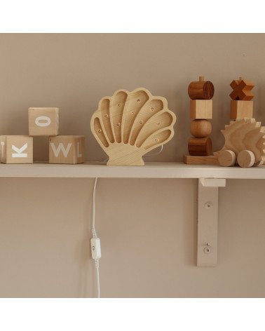 Lampe veilleuse en bois coquillage mini - bois naturel little lights
