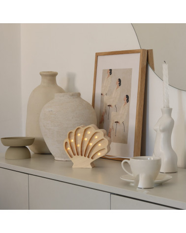 Lampe veilleuse en bois coquillage mini - bois naturel little lights