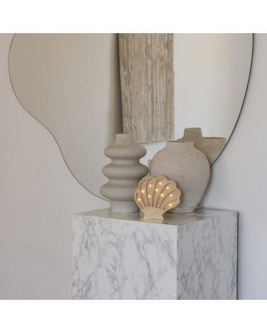 Lampe veilleuse en bois coquillage mini - bois naturel little lights