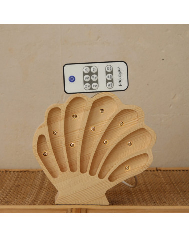 Lampe veilleuse en bois coquillage mini - bois naturel little lights
