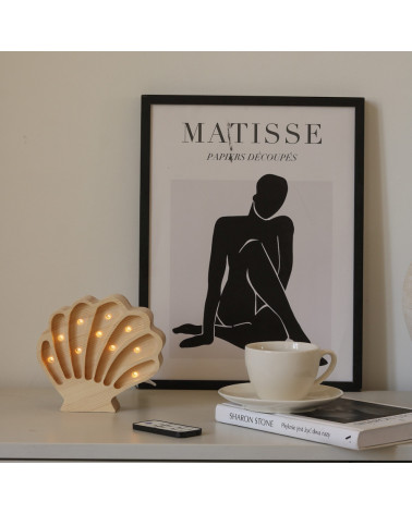 Lampe veilleuse en bois coquillage mini - bois naturel little lights