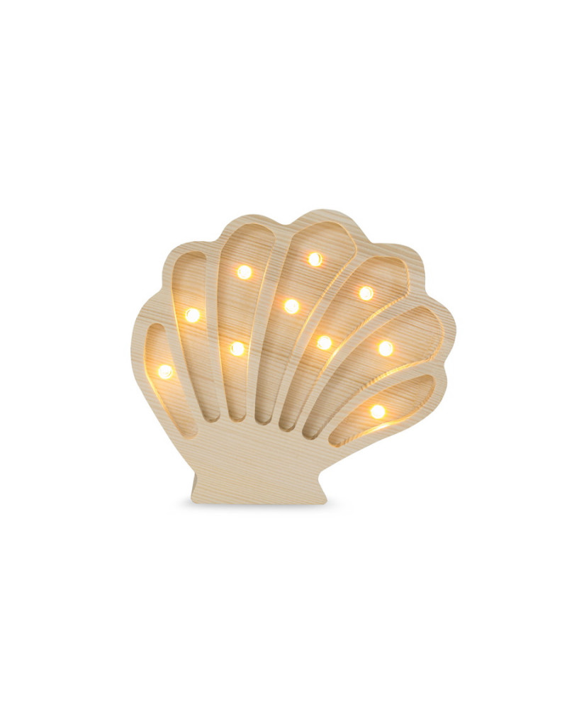 Lampe veilleuse en bois coquillage mini - bois naturel little lights