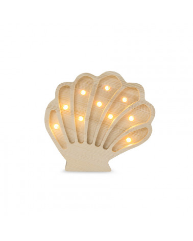 Lampe veilleuse en bois coquillage mini - bois naturel little lights