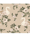 Papier peint enfant royaume des cygnes fond beige