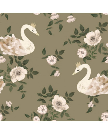 Papier peint enfant royaume des cygnes font vert