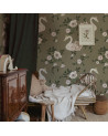 Papier peint enfant royaume des cygnes font vert
