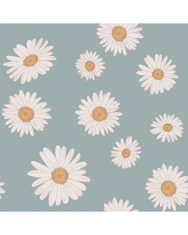 Papier peint enfant pâquerettes fond bleu - Tuscan Daisies