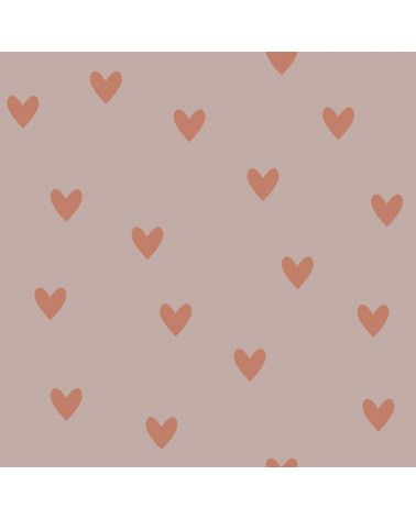 Echantillon papier peint enfant cœurs rose et brique
