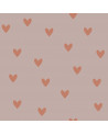 Echantillon papier peint enfant cœurs rose et brique