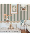 Papier peint enfant à rayures Portofino vert