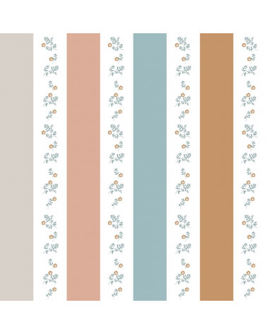 Papier peint enfant à rayures avec fleurs Portofino