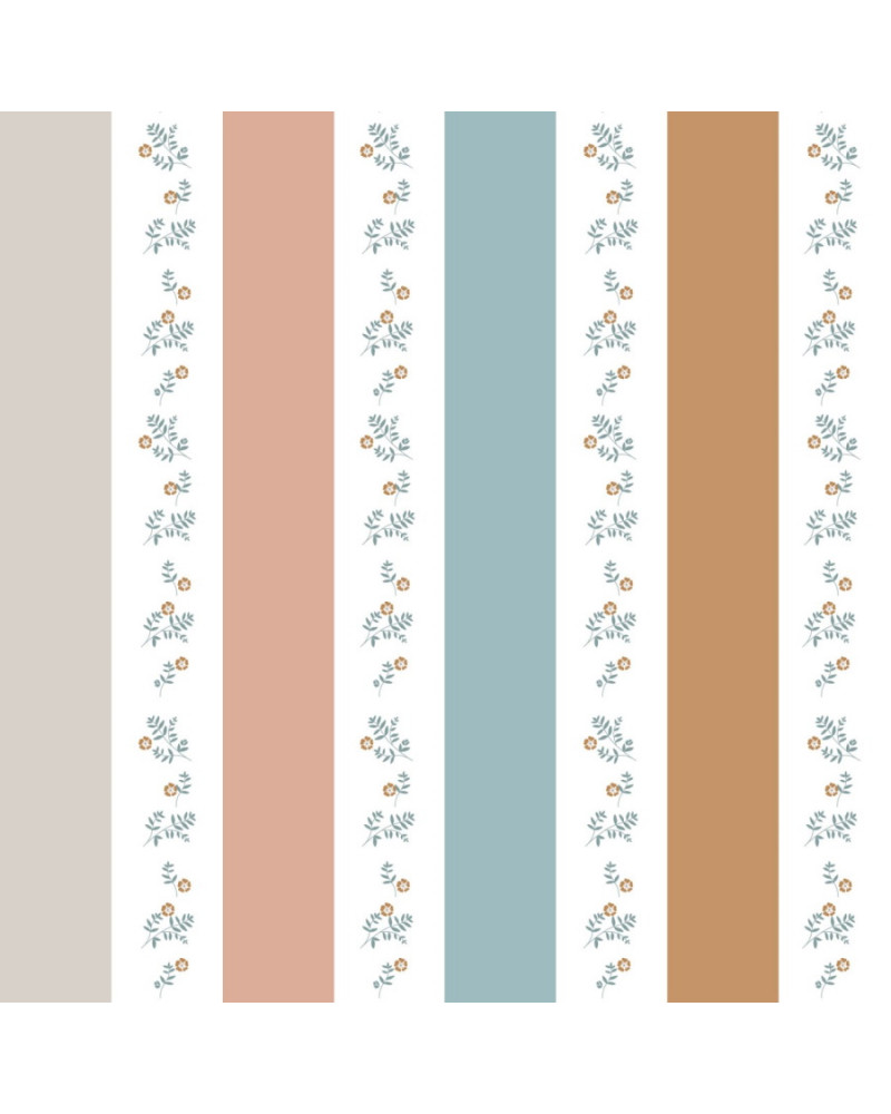 Papier peint enfant à rayures avec fleurs Portofino