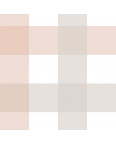 échantillon papier peint enfant à carreaux Provence beige et rose - Grand