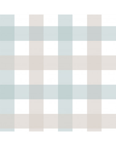 échantillon papier peint à carreaux Provence beige bleu - moyen