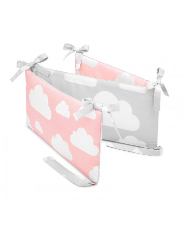 Tour de lit nuages rose et gris