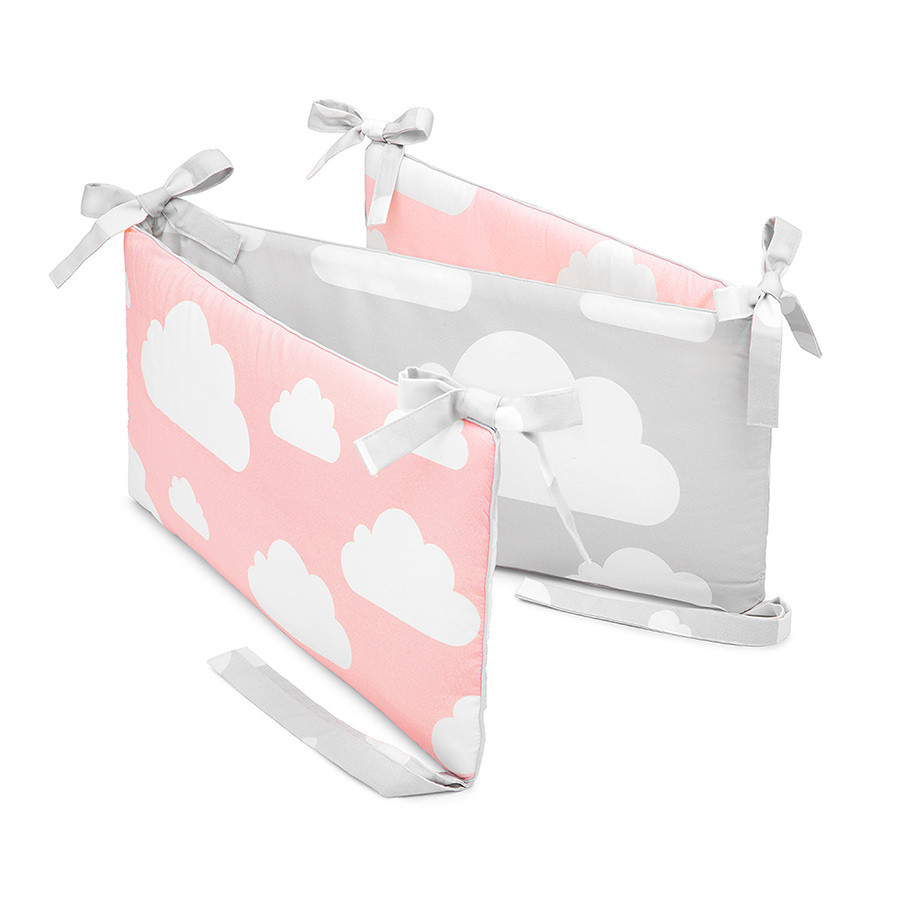 Tour de lit nuages rose et gris