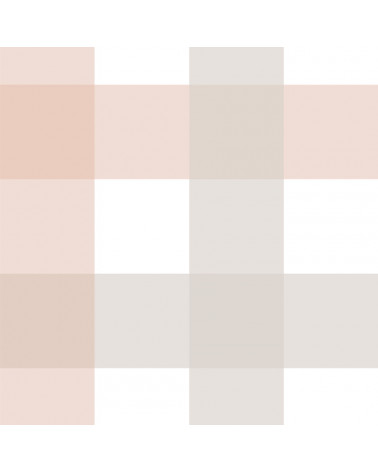 Papier peint enfant à carreaux Provence rose beige - Grand