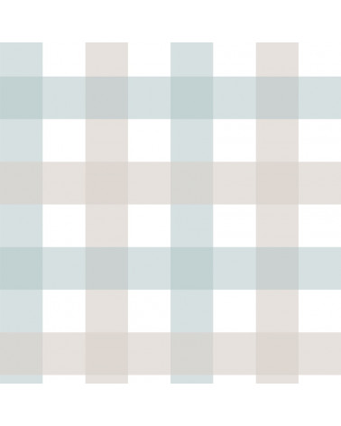 Papier peint enfant à carreaux Provence beige bleu - Moyen