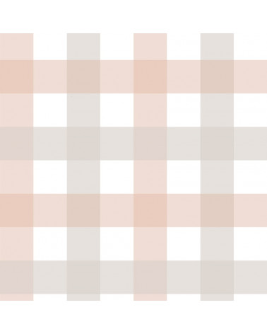 Papier peint enfant à carreaux Provence rose beige - moyen