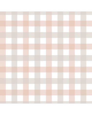 Papier peint enfant à carreaux Provence beige rose - petits