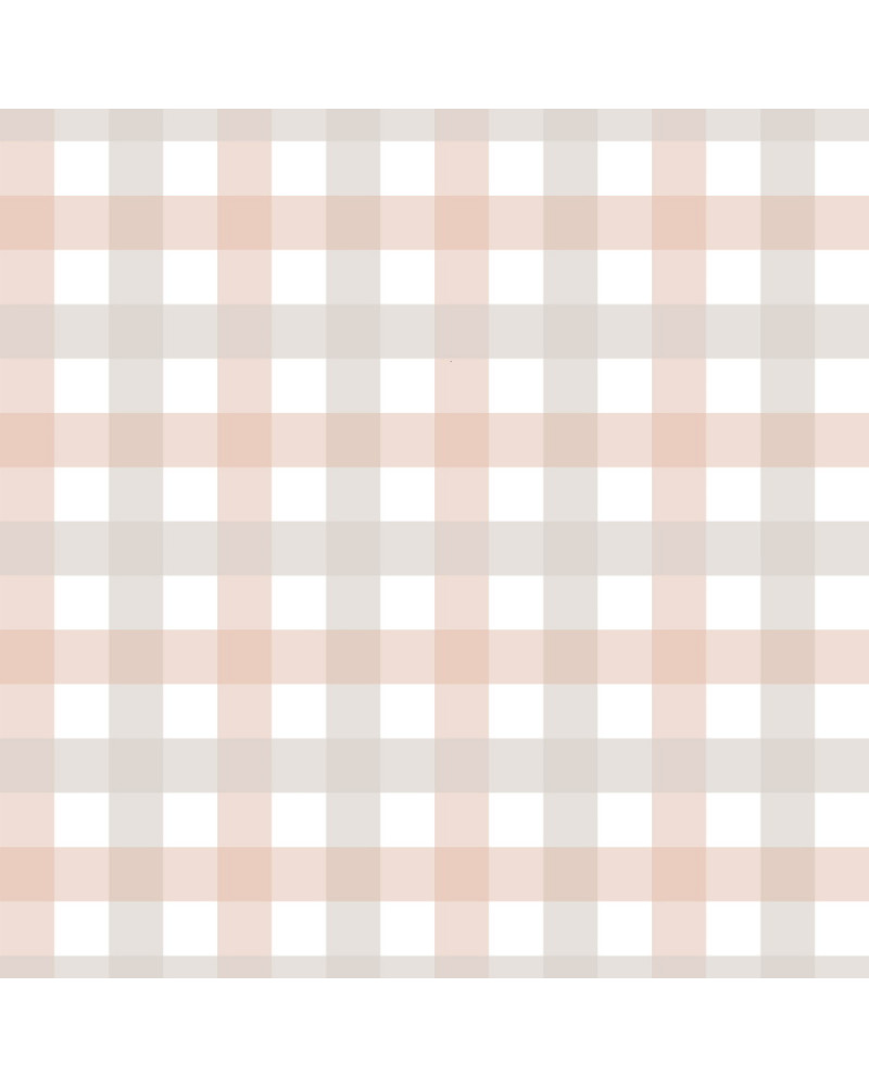 Papier peint enfant à carreaux Provence beige rose - petits