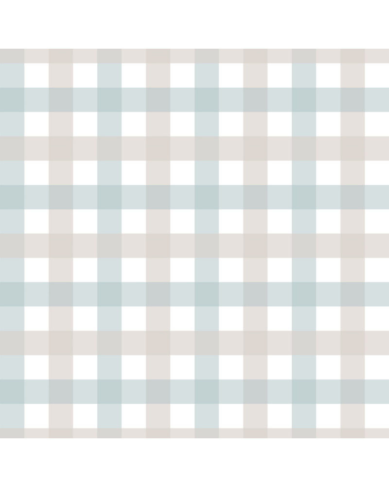 Papier peint enfant à carreaux Provence beige bleu - petits