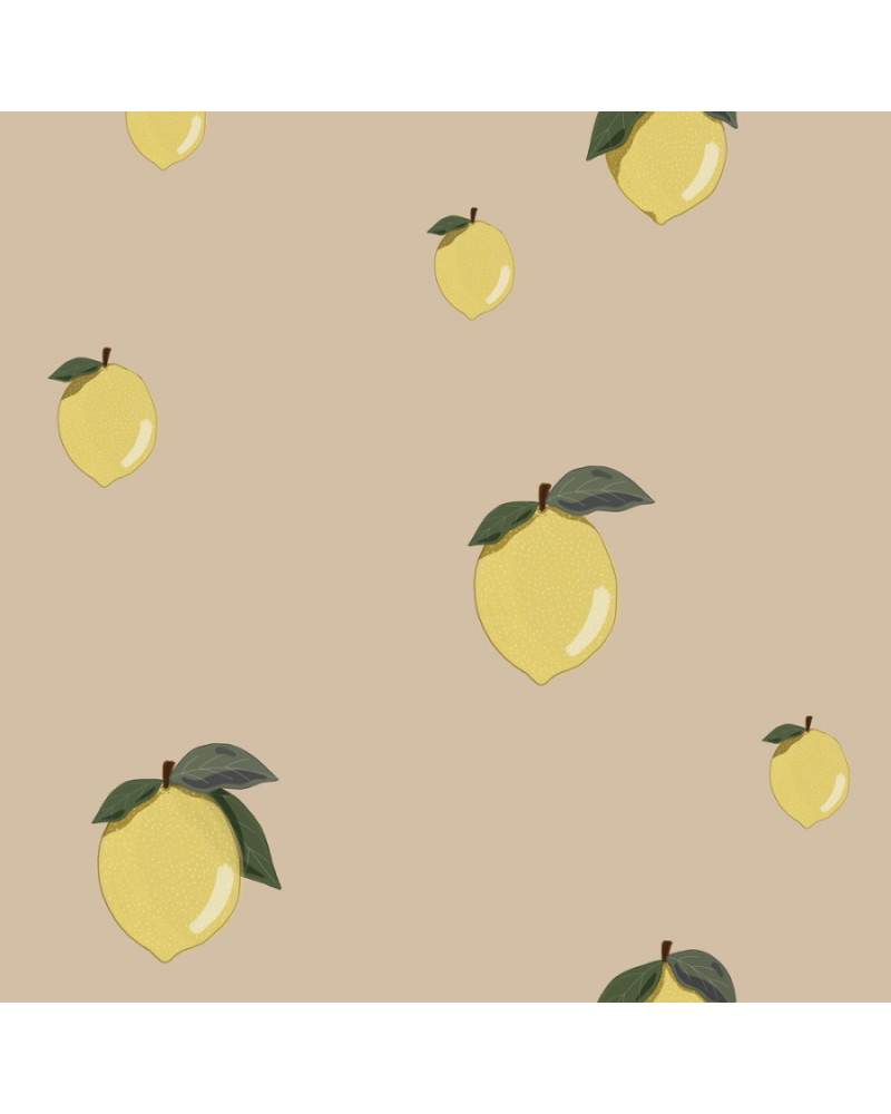 Papier peint enfant citrons beige