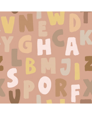Papier peint enfant lettres colorées - tons roses