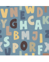 Papier peint enfant lettres colorées - tons bleus