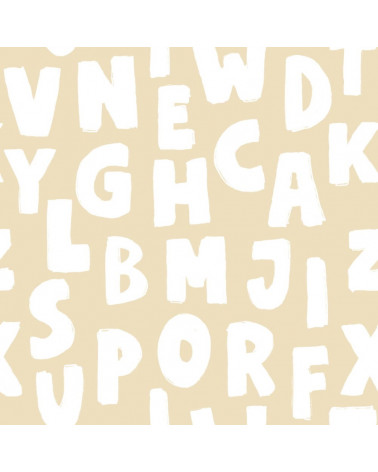Papier peint enfant lettres tons beige