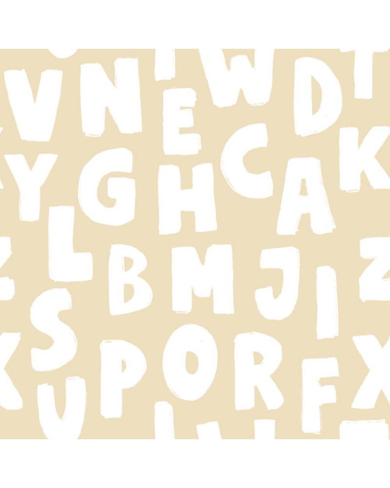 Papier peint enfant lettres tons beige