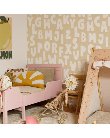 Papier peint enfant lettres tons beige