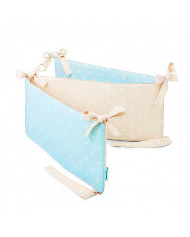 tour de lit menthe et beige à pois