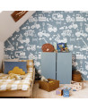 Papier peint enfant chantier de construction - bleu