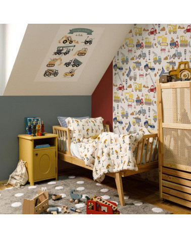 Papier peint enfant chantier de construction en couleurs