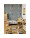 Papier peint enfant chiens - fond bleu