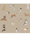Papier peint enfant chiens - fond beige