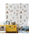 Papier peint enfant chiens - fond blanc