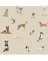 Papier peint enfant chiens - fond beige à pois
