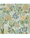 Papier peint enfant champ de fleures dans les tons verts