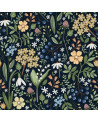 Papier peint enfant fleurs de champs dans les tons bleu foncé